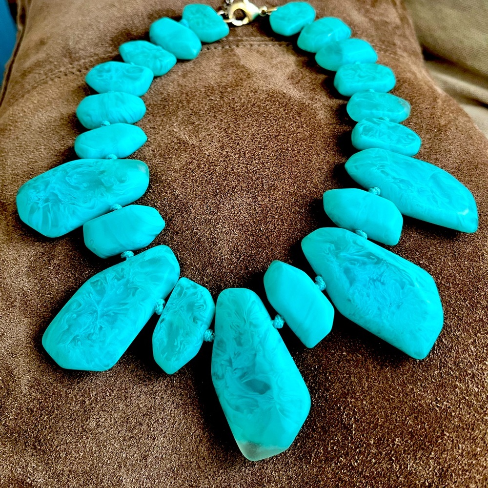 Bebe teal resin statement necklace glam!